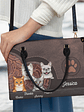 Cute Dogs And Cats Aesthetic Pattern - Birthday, Loving Gift For Pet Lovers, Dog Mom, Cat Mom - Personalized Leather Bag - Vorschaubild 3