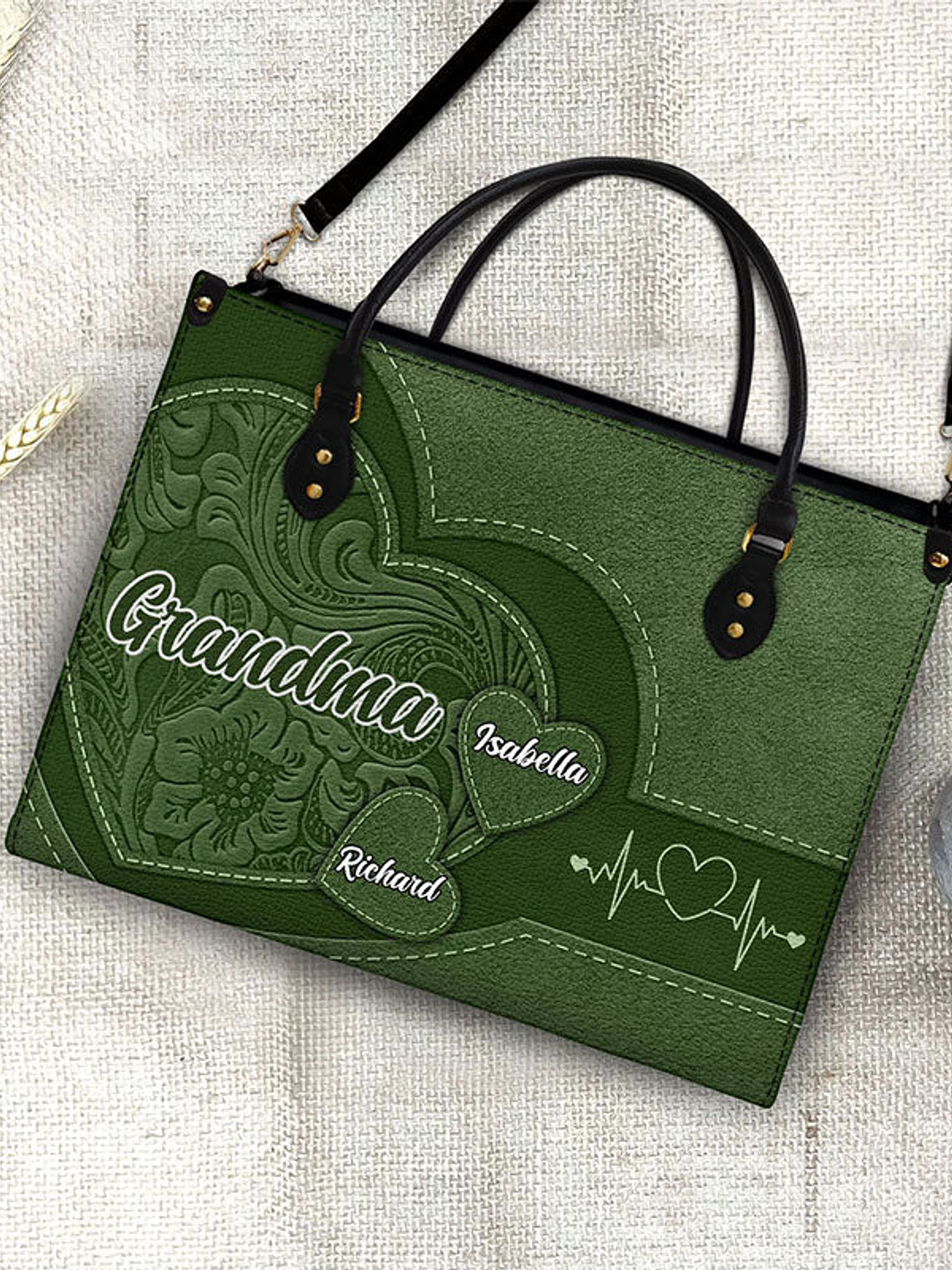 Grandma's Little Sweethearts - Birthday, Loving Gift For Grandmother, Mother, Mom - Personalized Leather Bag 4