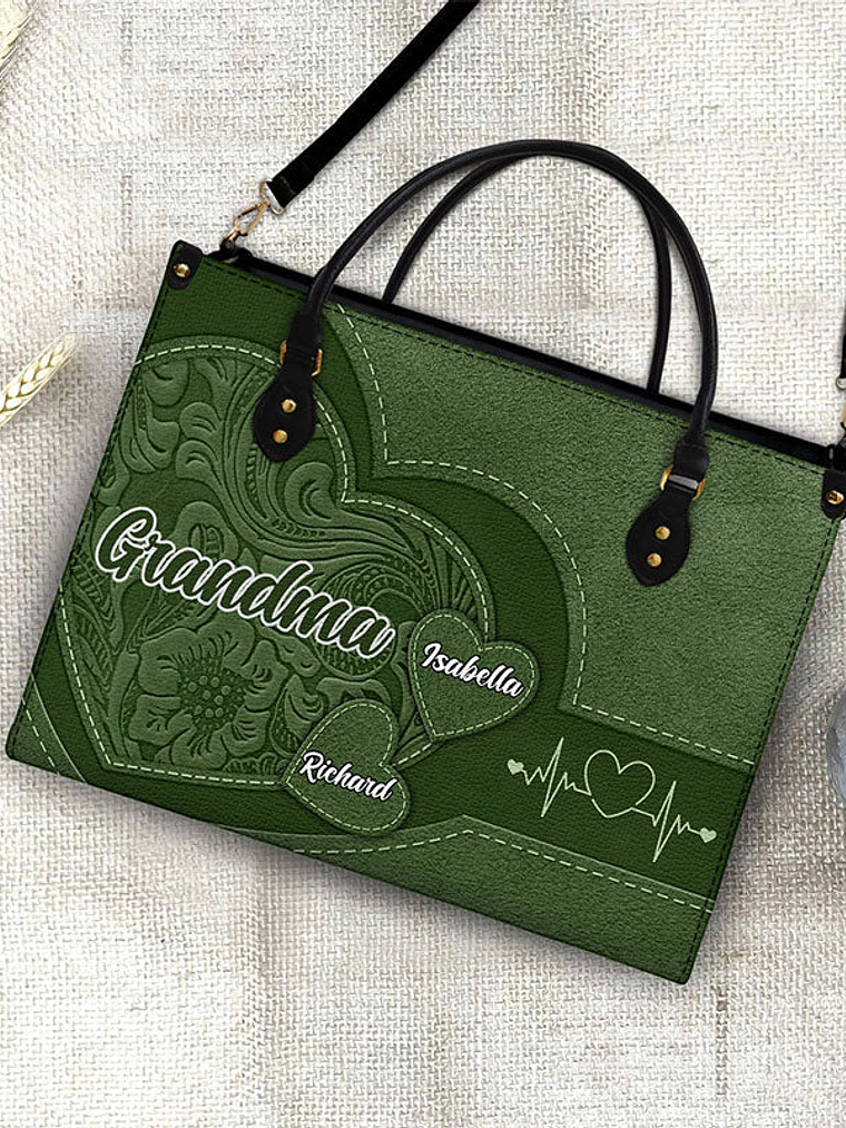 Grandma's Little Sweethearts - Birthday, Loving Gift For Grandmother, Mother, Mom - Personalized Leather Bag 4