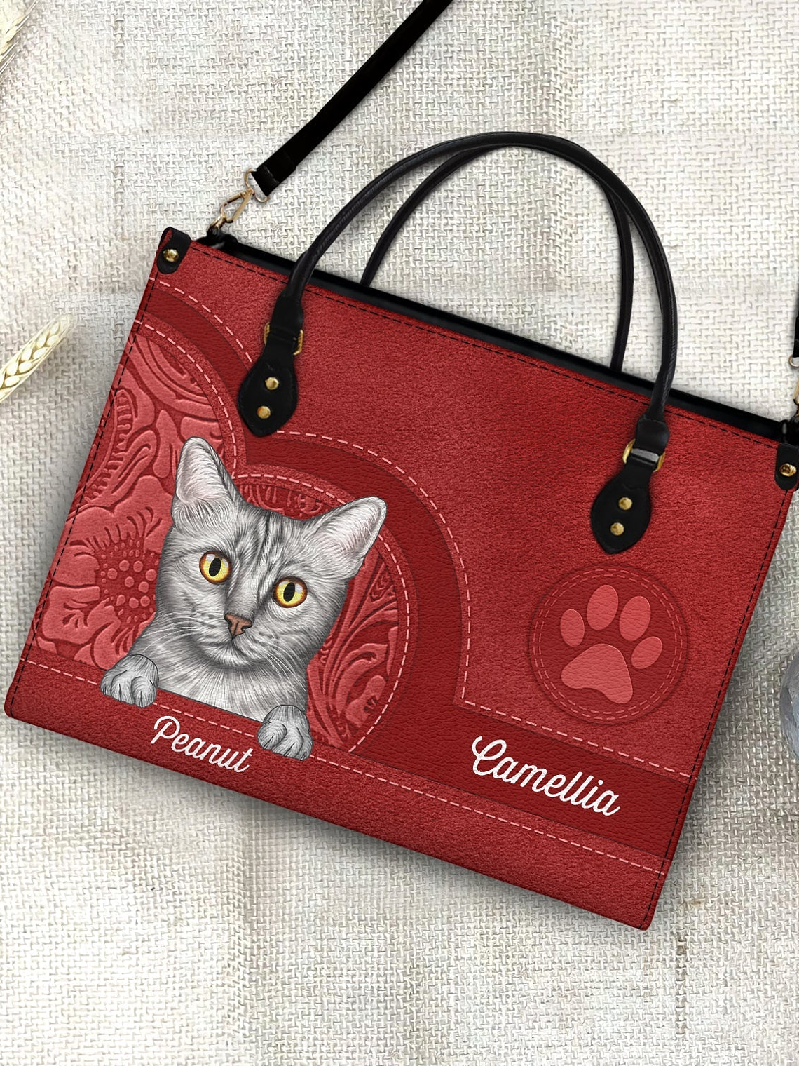 Cute Dogs And Cats Aesthetic Pattern - Birthday, Loving Gift For Pet Lovers, Dog Mom, Cat Mom - Personalized Leather Bag 4