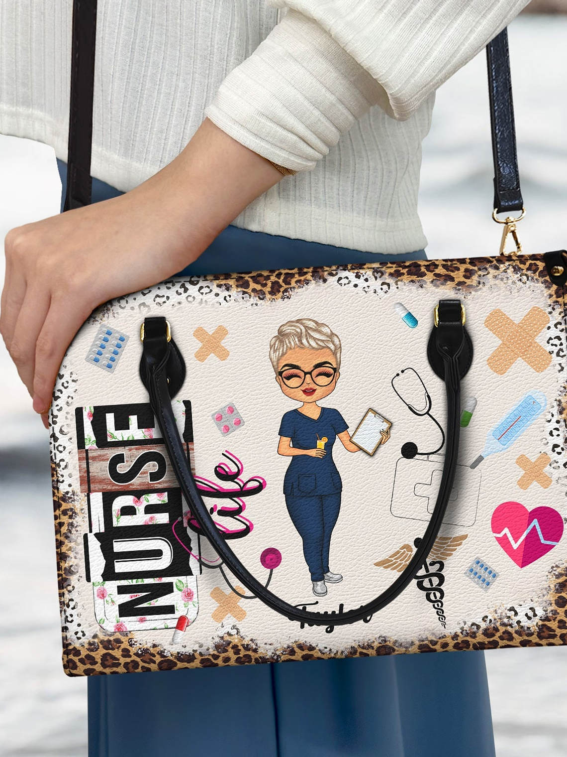 Nurse Life - Gift For Nurse - Personalized Leather Bag 3