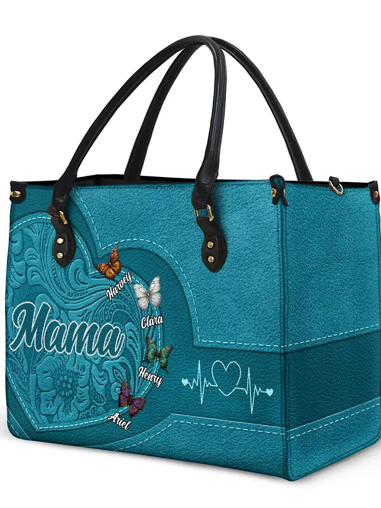 Grandma Mom Butterflies - Personalized Leather Bag 2