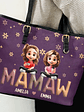Grandma Grandkid Cartoon - Personalized Leather Tote Bag - Vorschaubild 3