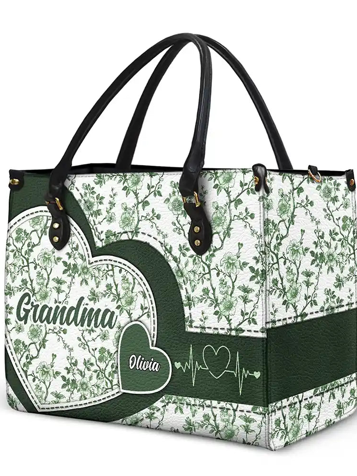 Chinoiserie Toile Grandma Mom - Personalized Leather Bag 2