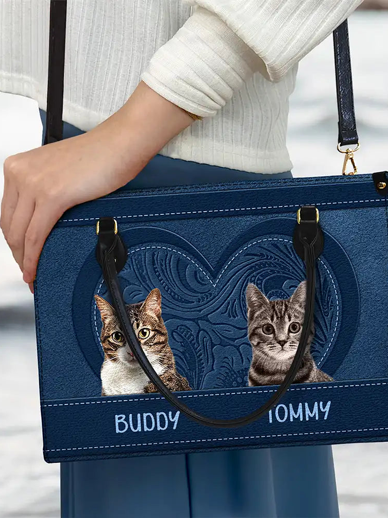 Custom Photo Best Friend For Life Dog Cat - Personalized Leather Bag 4