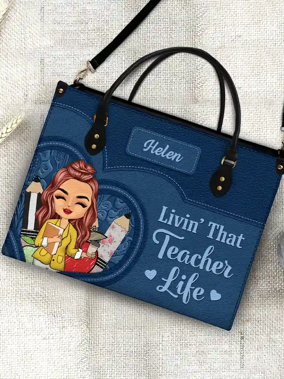 Teacher It Takes A Big Heart To Shape Little Minds - Personalized Leather Bag 4