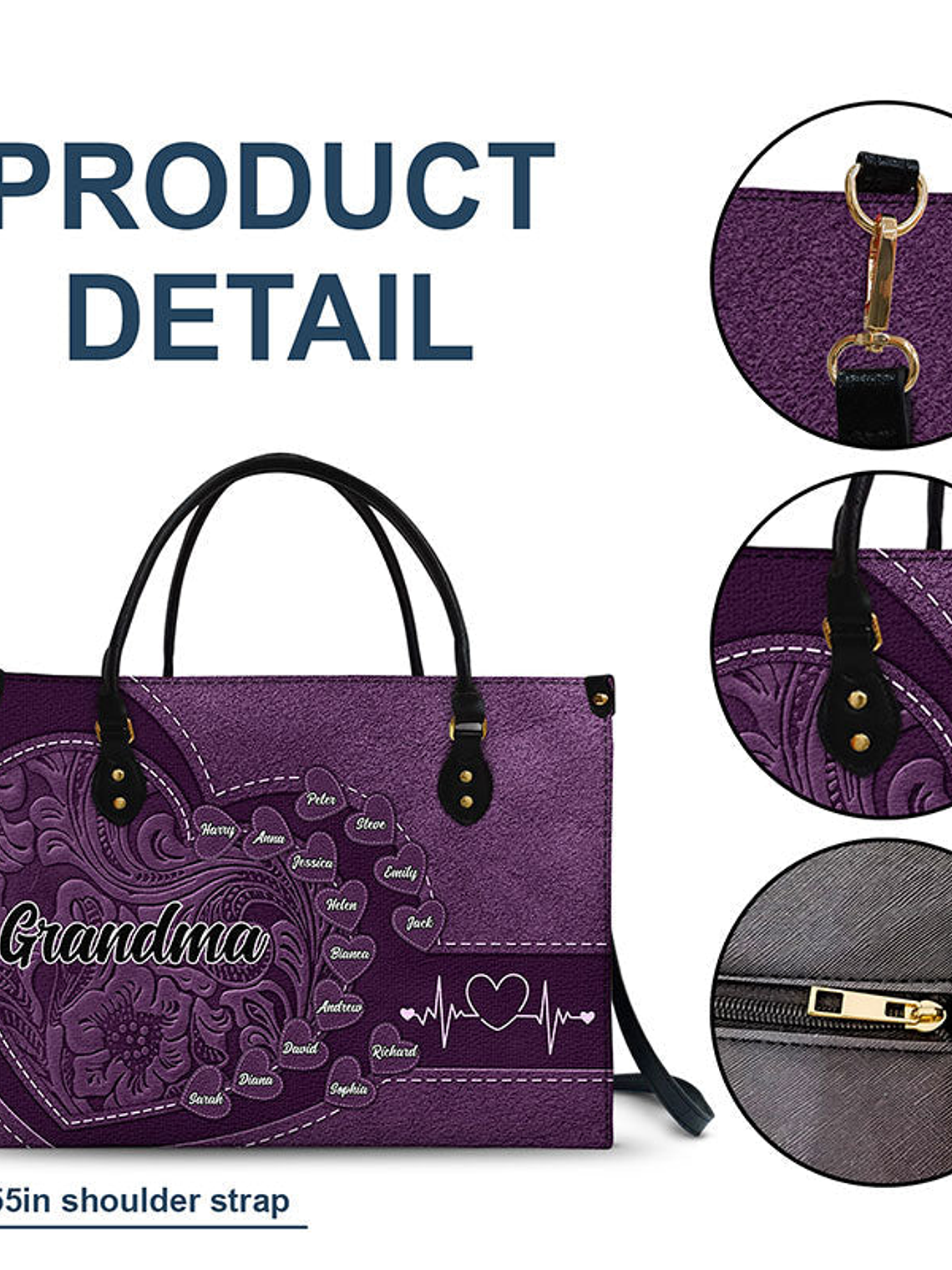 Grandma's Little Sweethearts - Birthday, Loving Gift For Grandmother, Mother, Mom - Personalized Leather Bag 7