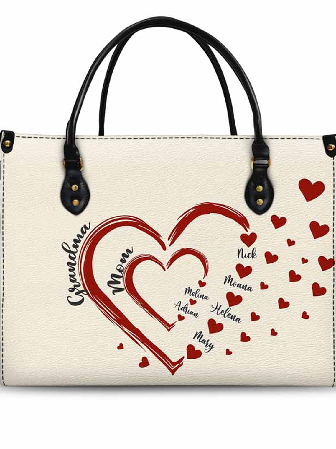 Mom's Grandma's Sweethearts - Gift For Mother, Grandmother - Personalized Leather Bag 1