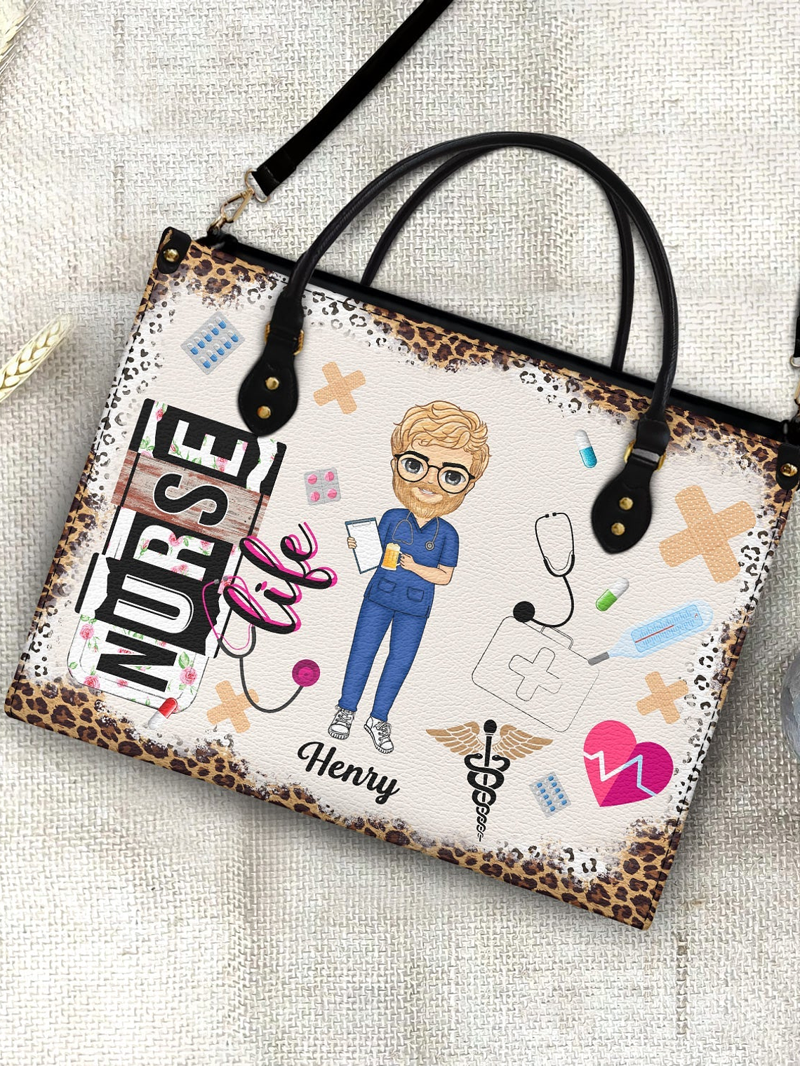 Nurse Life - Gift For Nurse - Personalized Leather Bag 4