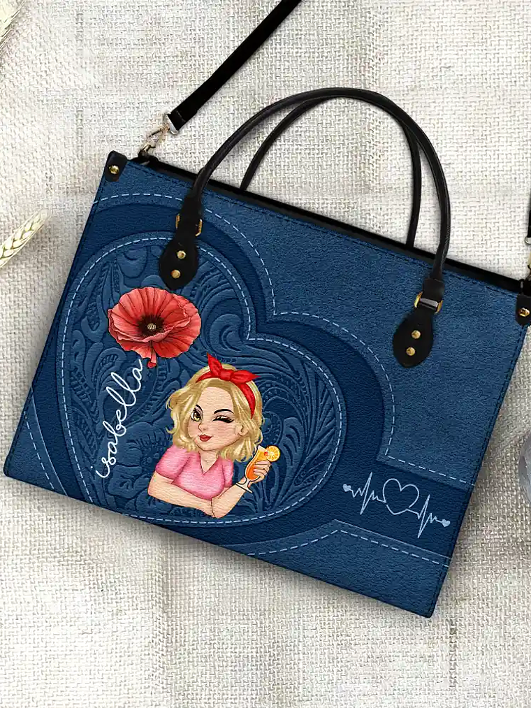 Birth Flowers Bloom Where You're Planted Woman Mom Grandma - Personalized Leather Bag 4