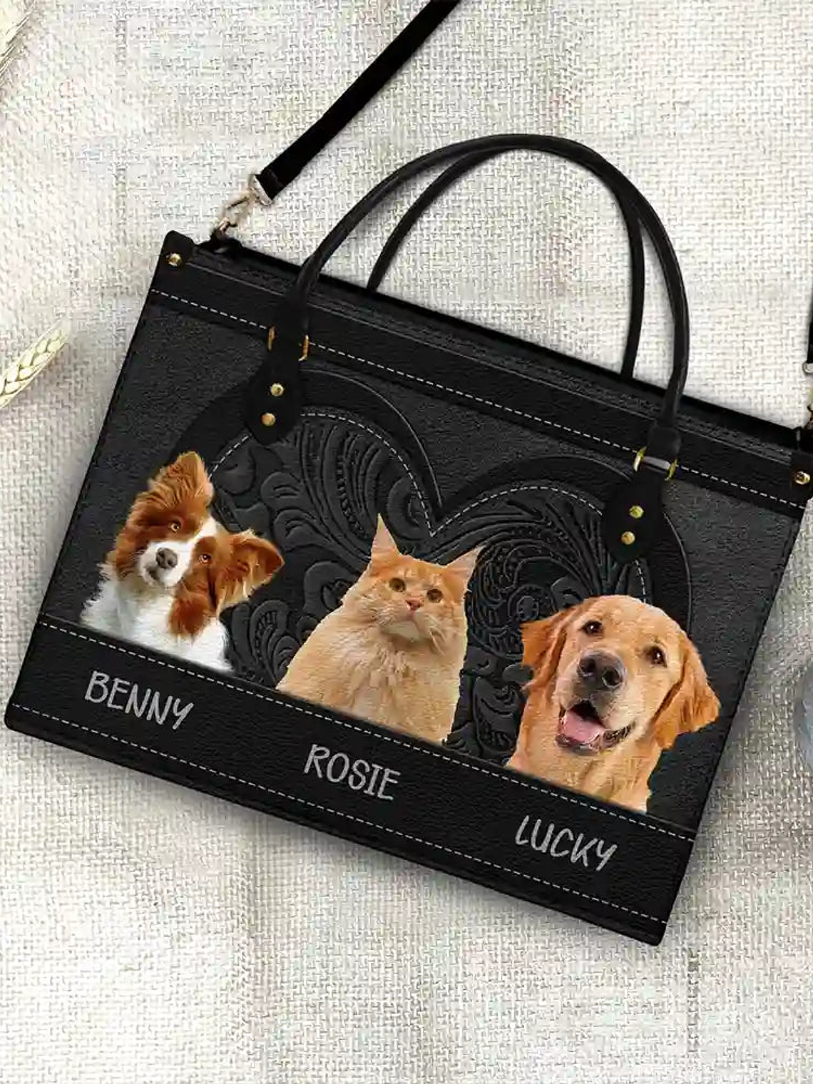 Custom Photo Best Friend For Life Dog Cat - Personalized Leather Bag 5