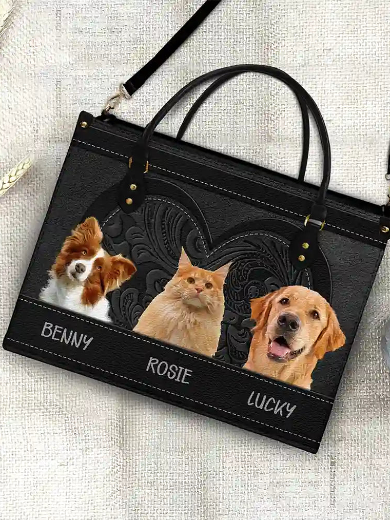 Custom Photo Best Friend For Life Dog Cat - Personalized Leather Bag 5