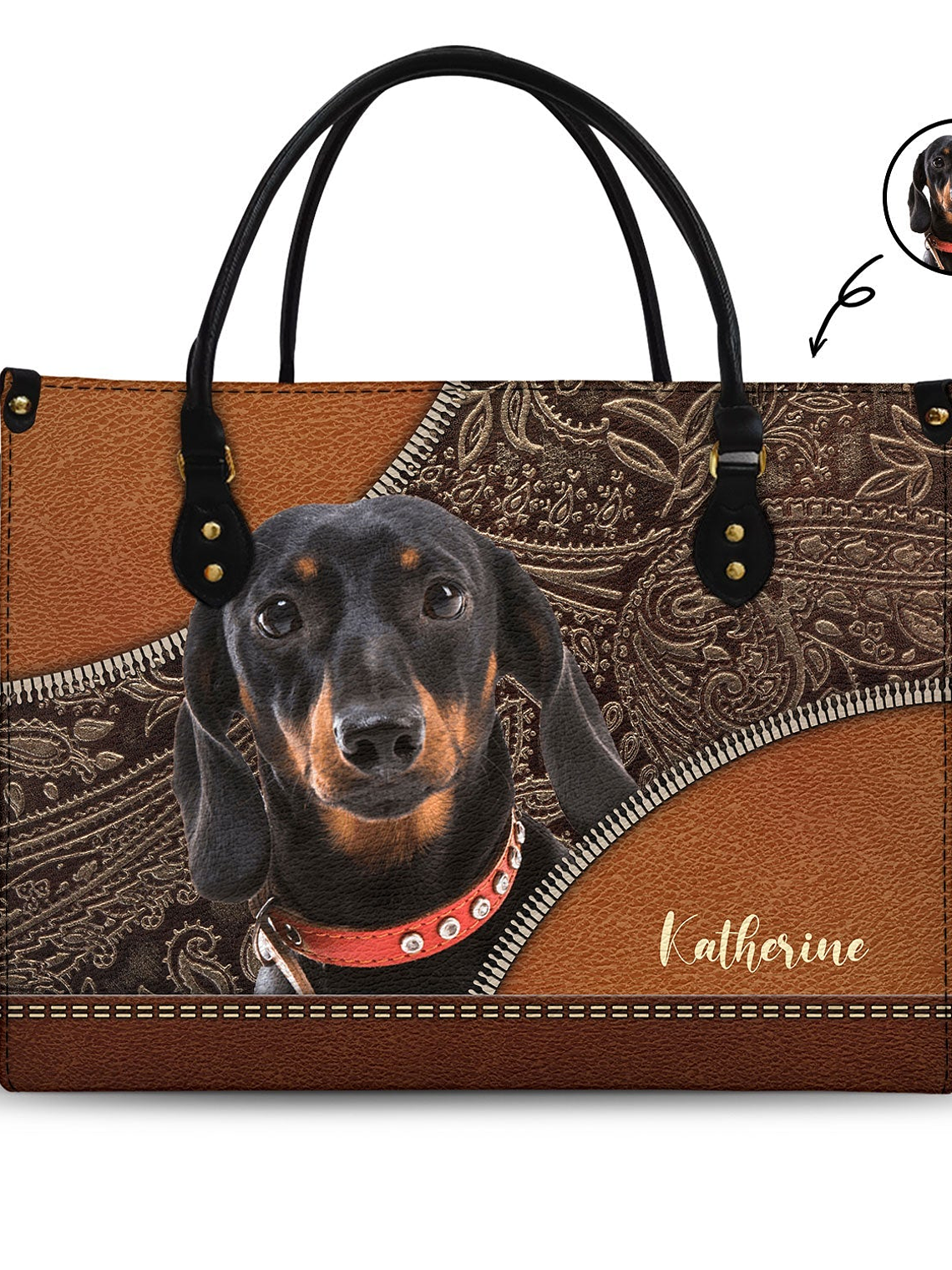 Custom Photo Dog Face - Gift For Pet Lovers - Personalized Leather Bag 1