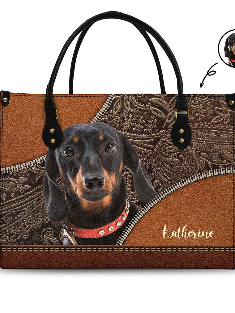 Custom Photo Dog Face - Gift For Pet Lovers - Personalized Leather Bag 1