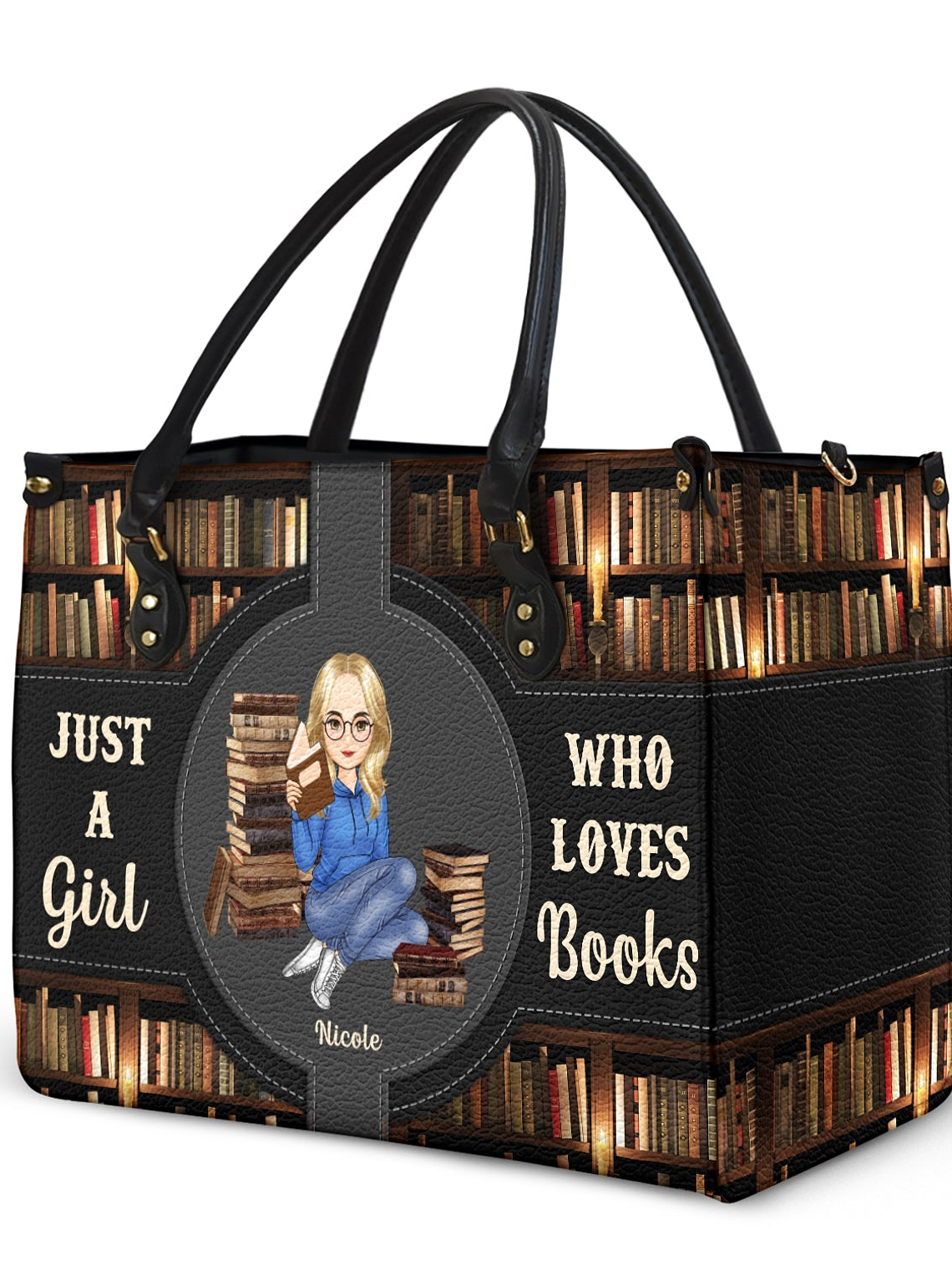 Just A Girl Who Loves Books - Gift For Reading Lovers - Personalized Leather Bag 2