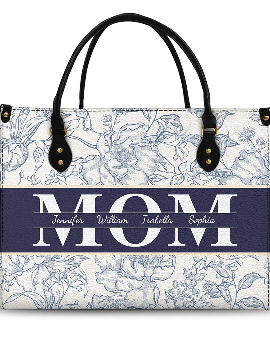 Mom Floral Design Trendy Bag - Personalized Leather Bag 1