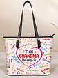 This Grandma Belongs To Blessed To Be Called Grandma - Personalized Leather Tote Bag - Vorschaubild 1