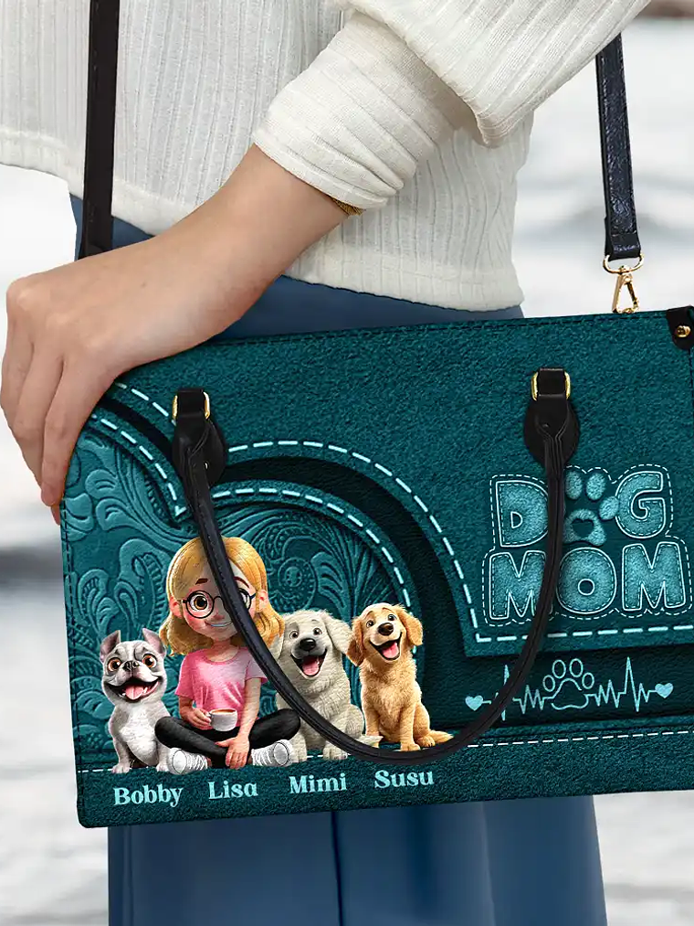 Dog Mom Mum 3D Effect - Personalized Leather Bag 3