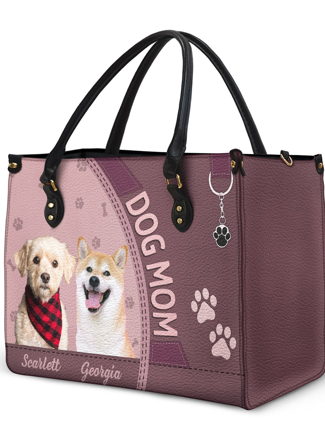 Custom Photo Dog Cat Mom - Gift For Cat Mom, Dog Mom, Pet Lovers - Personalized Leather Bag 2