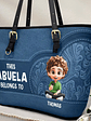 Cartoon Kid This Grandma Belongs To - Personalized Leather Tote Bag - Vorschaubild 2