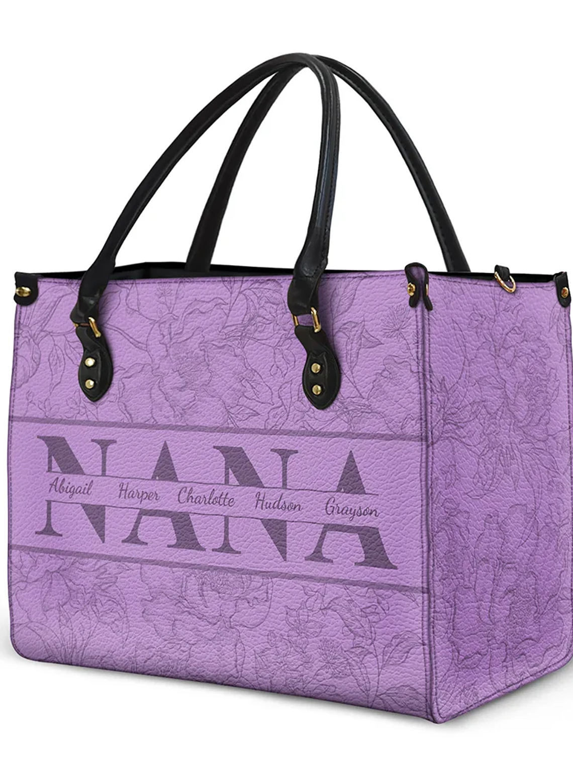 Mom Floral Design Trendy Bag - Personalized Leather Bag 2