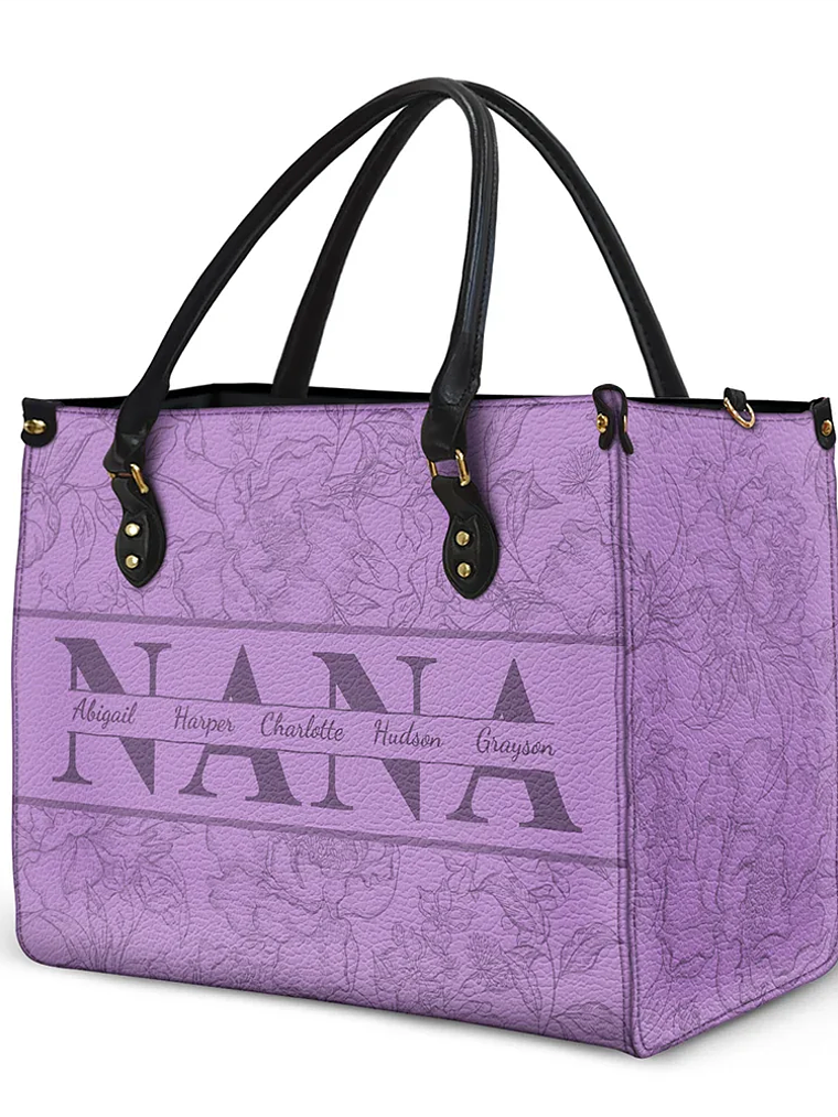 Mom Floral Design Trendy Bag - Personalized Leather Bag 2