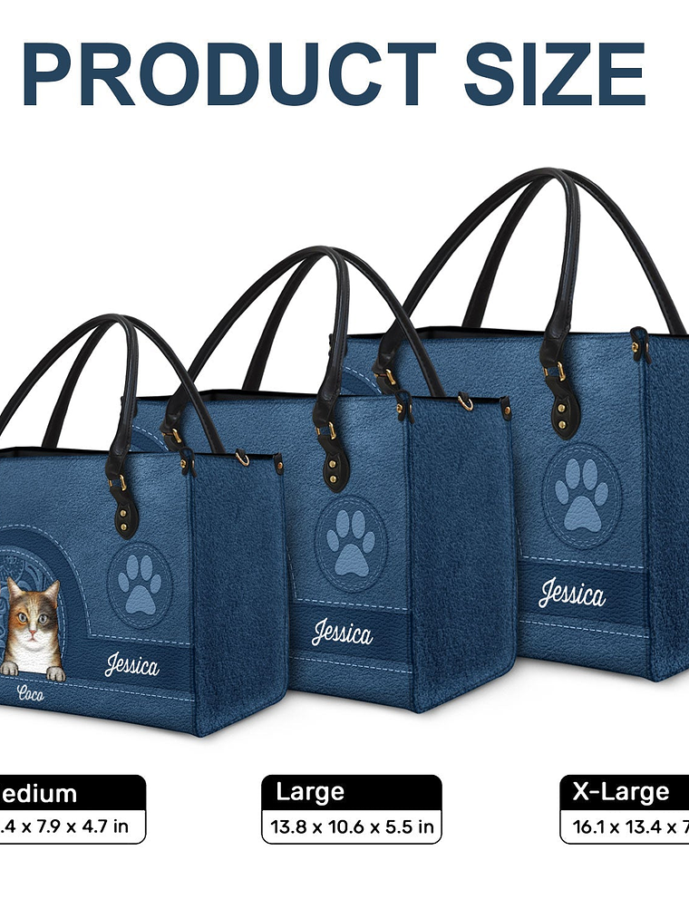 Cute Cats Aesthetic Pattern - Birthday, Loving Gift For Cat Mom, Cat Lovers - Personalized Leather Bag 6