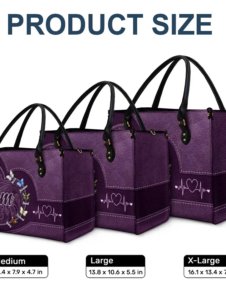 Grandma Mom Butterflies - Personalized Leather Bag 6