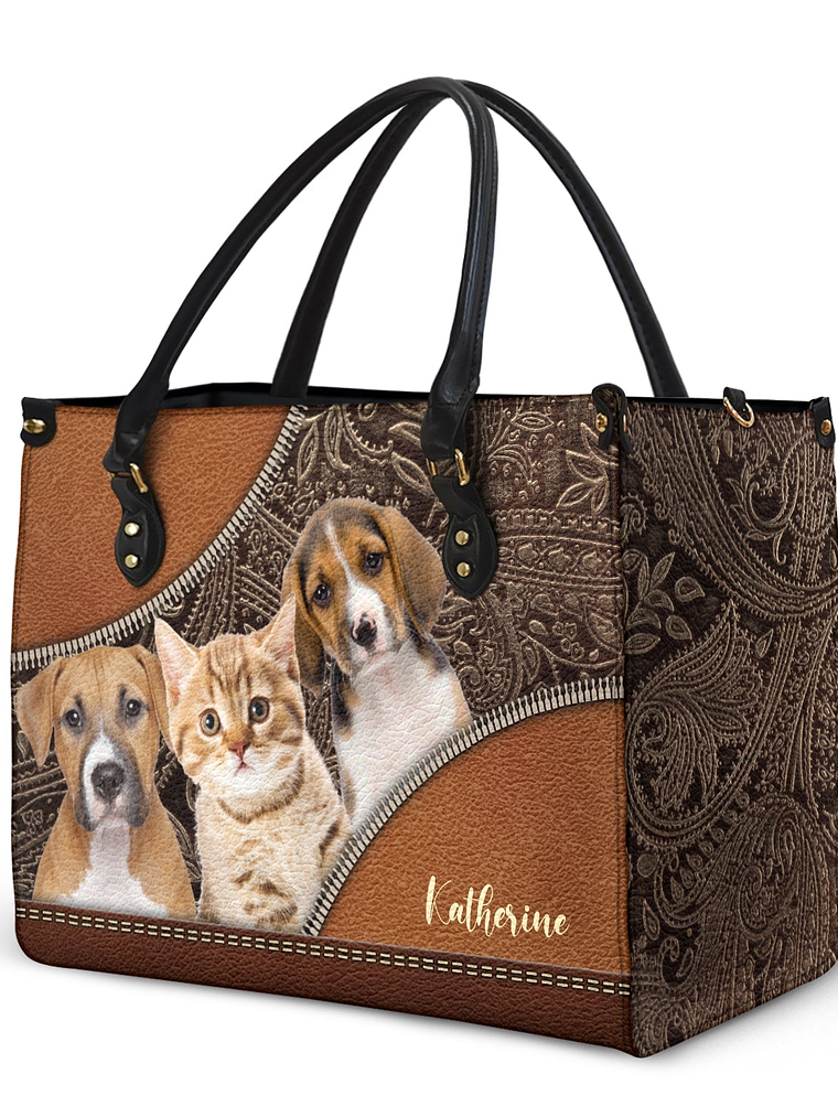 Custom Photo Dog Face - Gift For Pet Lovers - Personalized Leather Bag 3