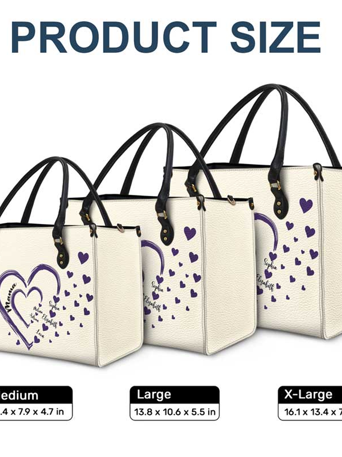 Mom's Grandma's Sweethearts - Gift For Mother, Grandmother - Personalized Leather Bag 5