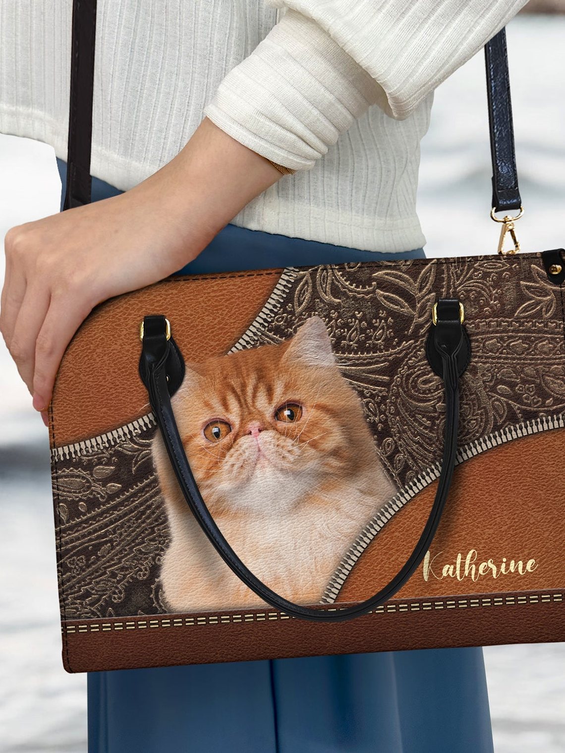 Custom Photo Dog Face - Gift For Pet Lovers - Personalized Leather Bag 4