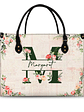 Floral Monogram Name - Gift For Her - Personalized Leather Bag - Vorschaubild 1