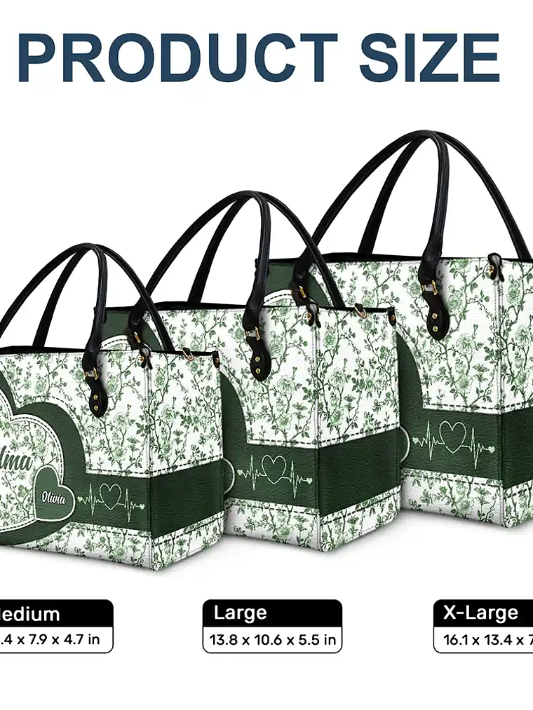 Chinoiserie Toile Grandma Mom - Personalized Leather Bag 6