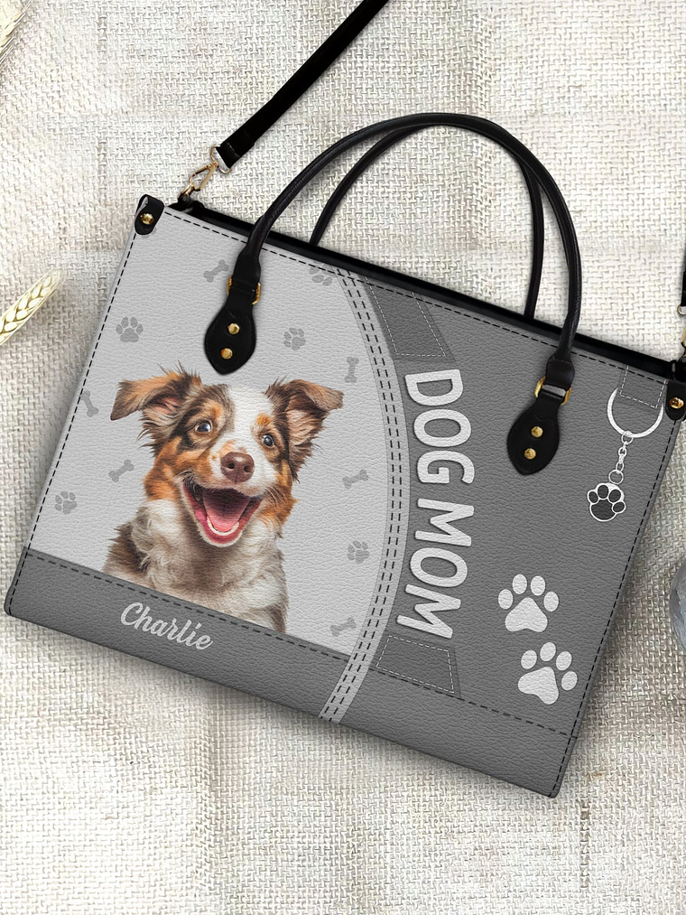 Custom Photo Dog Cat Mom - Gift For Cat Mom, Dog Mom, Pet Lovers - Personalized Leather Bag 4