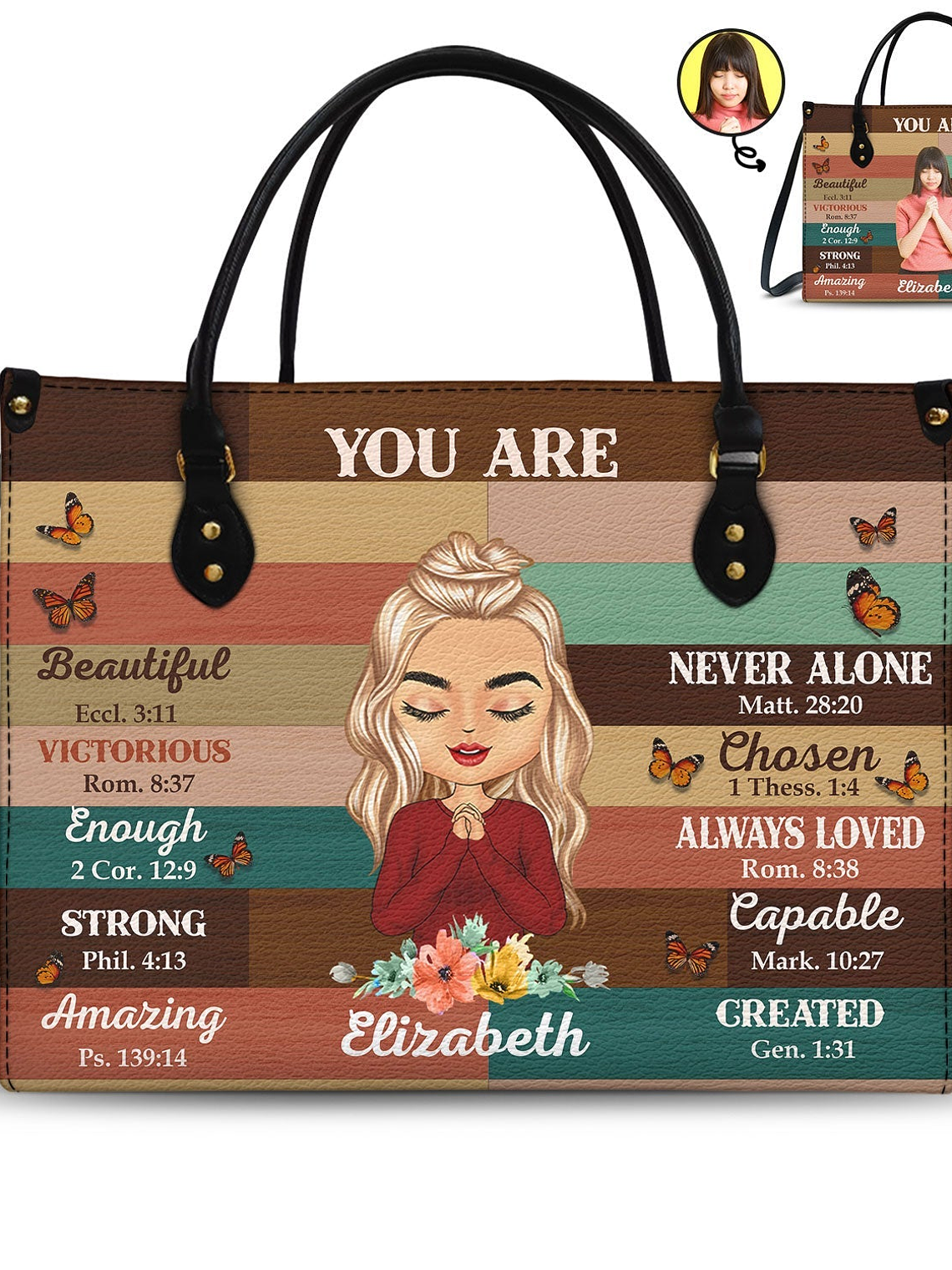 Custom Photo You Are Beautiful Strong - Gift for Yourself, Gift For Women - Personalized Leather Bag 1