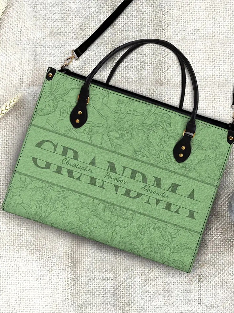 Mom Floral Design Trendy Bag - Personalized Leather Bag 4
