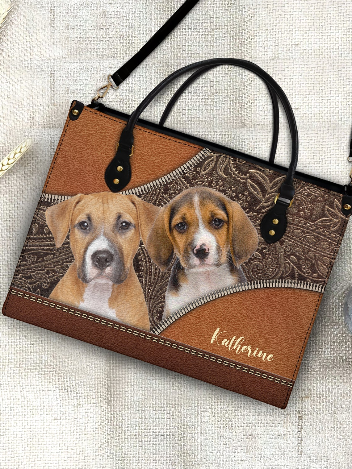 Custom Photo Dog Face - Gift For Pet Lovers - Personalized Leather Bag 5