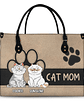 Cat Mom Funny Cartoon Style - Gift For Cat Lovers - Personalized Leather Bag - Vorschaubild 1