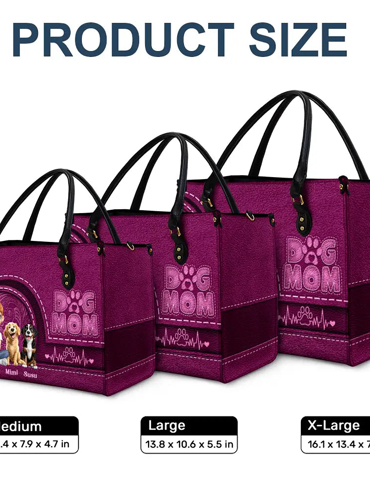 Dog Mom Mum 3D Effect - Personalized Leather Bag 6