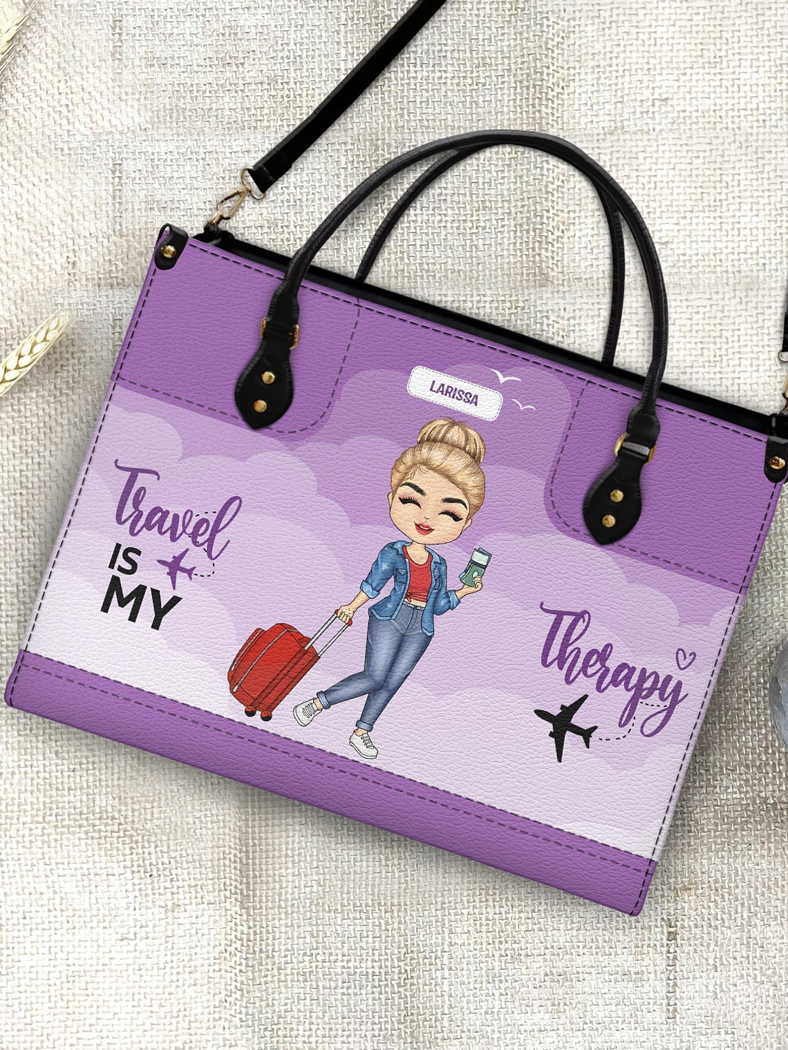 Just A Girl Who Loves Traveling - Gift For Her, Family, Vacation Lovers - Personalized Leather Bag 4
