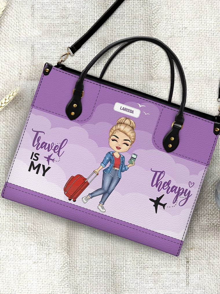 Just A Girl Who Loves Traveling - Gift For Her, Family, Vacation Lovers - Personalized Leather Bag 4