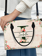 Floral Monogram Name - Gift For Her - Personalized Leather Bag - Vorschaubild 3