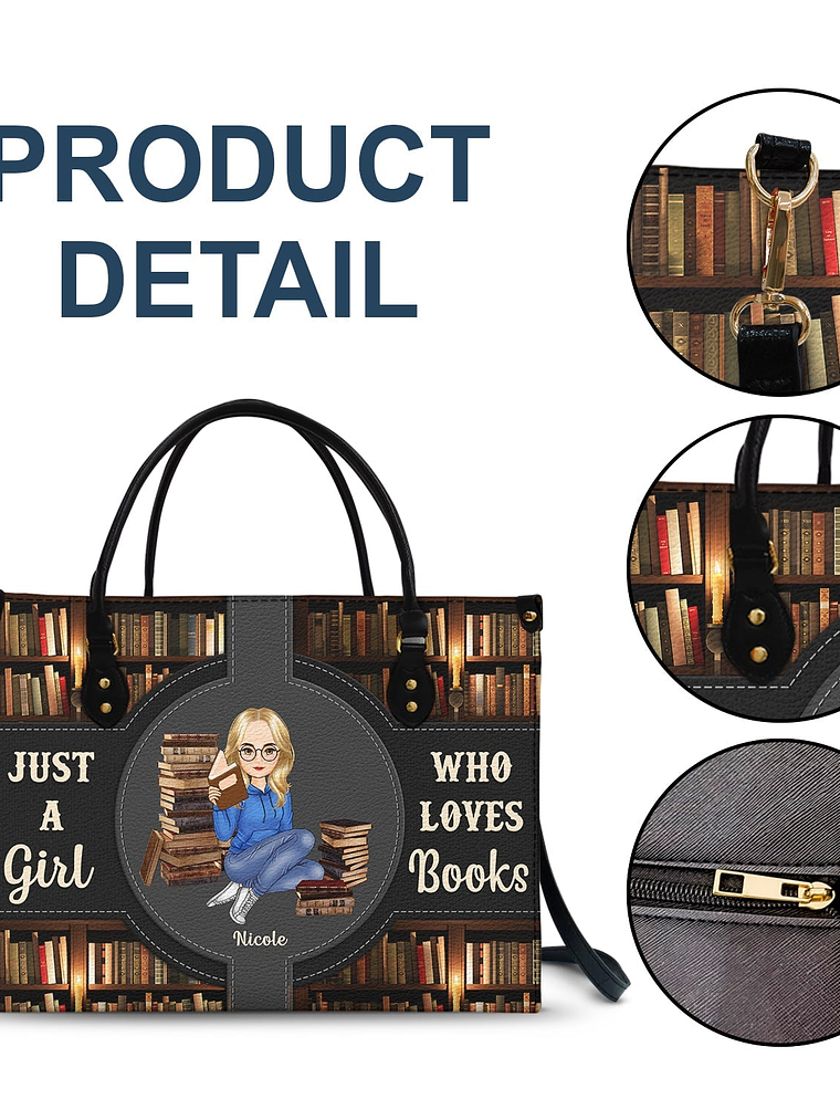 Just A Girl Who Loves Books - Gift For Reading Lovers - Personalized Leather Bag 7