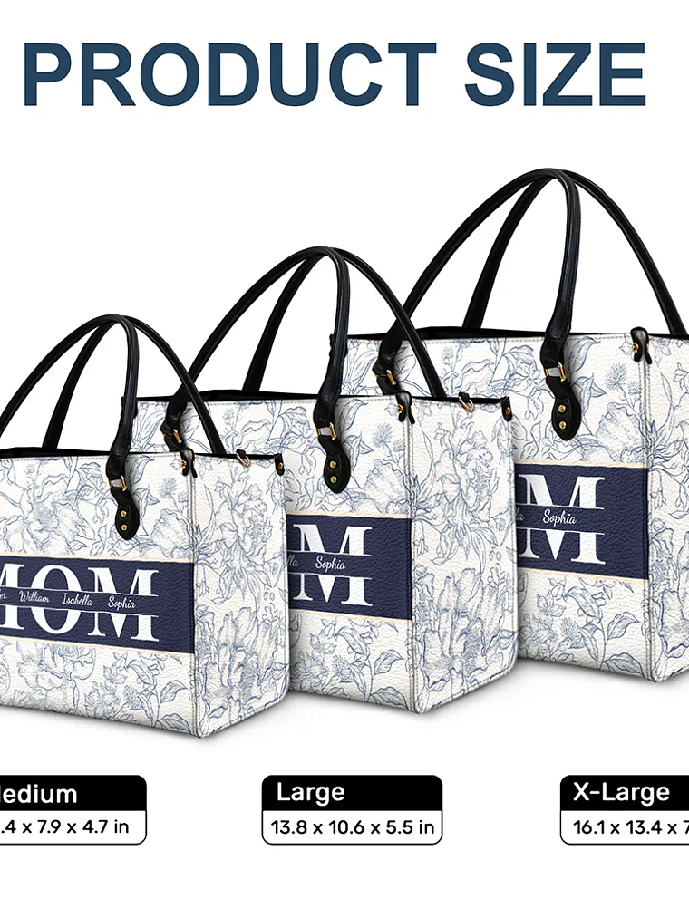 Mom Floral Design Trendy Bag - Personalized Leather Bag 6