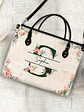 Floral Monogram Name - Gift For Her - Personalized Leather Bag - Vorschaubild 4