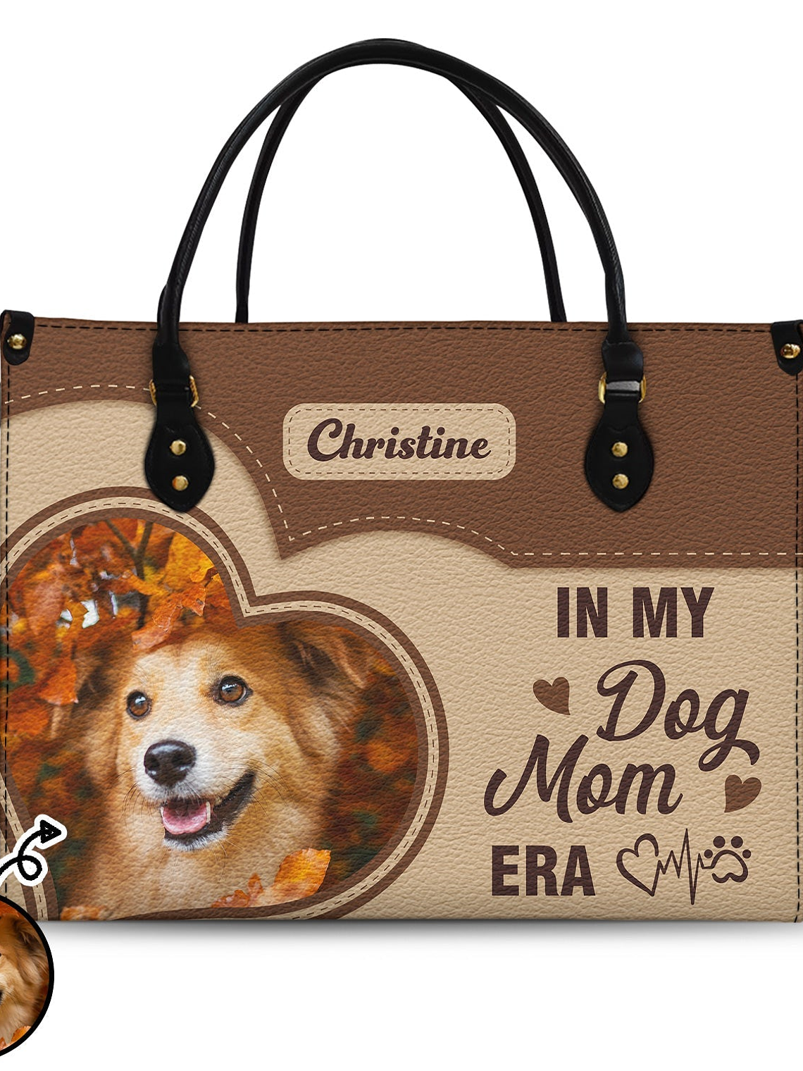 Custom Photo In My Dog Cat Mom Era - Gift For Dog Mom, Cat Mom - Personalized Leather Bag 1