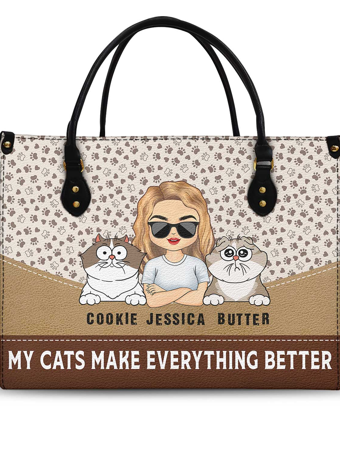 Cats Make Everything Better - Birthday, Loving Gift For Cat Moms, Cat Lovers - Personalized Leather Bag 1