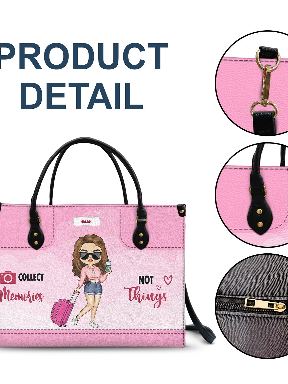 Just A Girl Who Loves Traveling - Gift For Her, Family, Vacation Lovers - Personalized Leather Bag 7