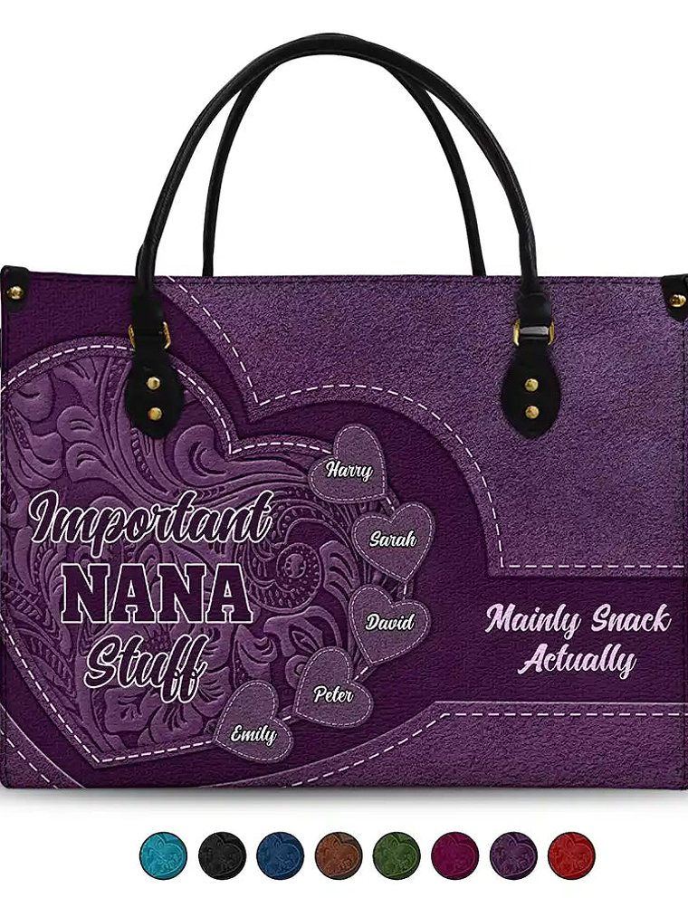 Important Nana Stuff - Personalized Leather Bag 1