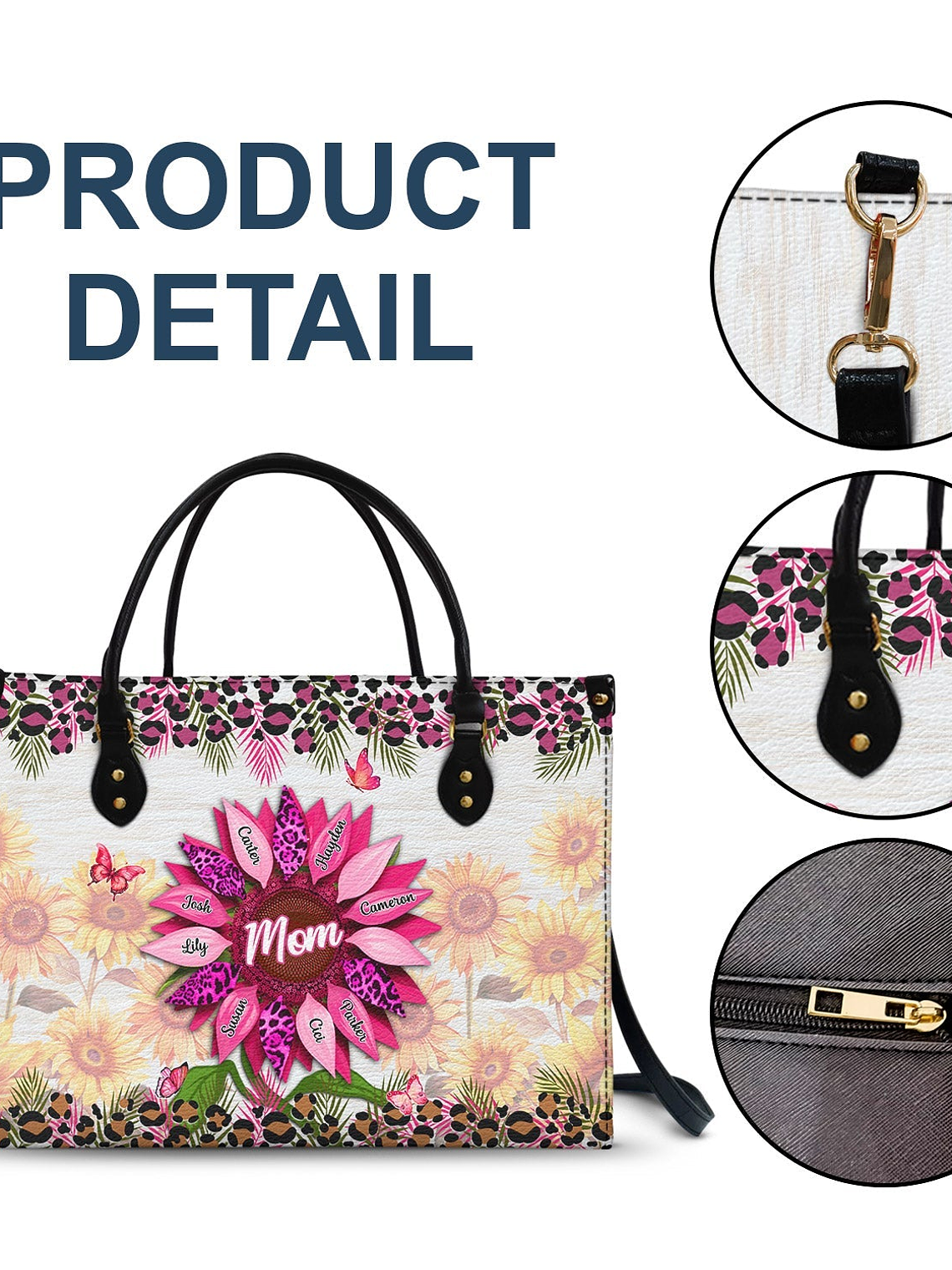 Nana, Mom, Auntie Sunflower - Birthday, Loving Gift For Mother, Grandma, Grandmother - Personalized Leather Bag 7